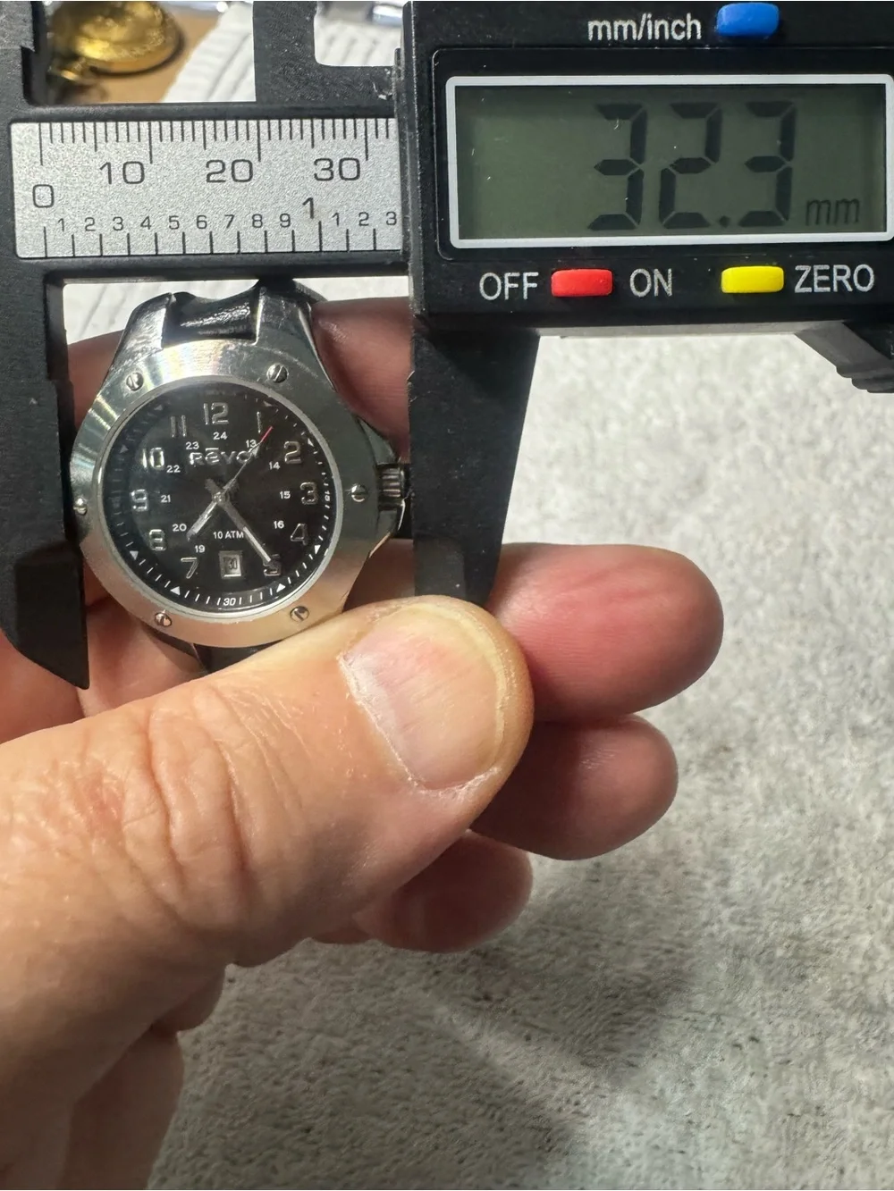 Revo Black Dial Watch with Silver Case and Black Strap